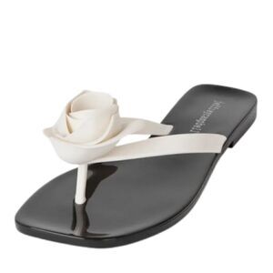 Jeffrey Campbell Cream & Black Jelly Flip Flop Sandals(Size 9)